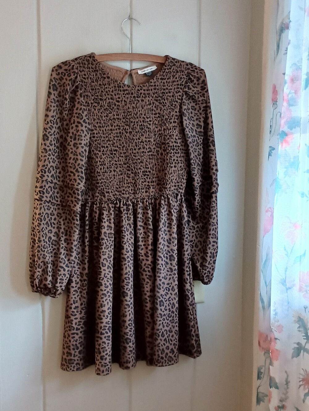 Leopard Print Long Sleeve Mini Dress
